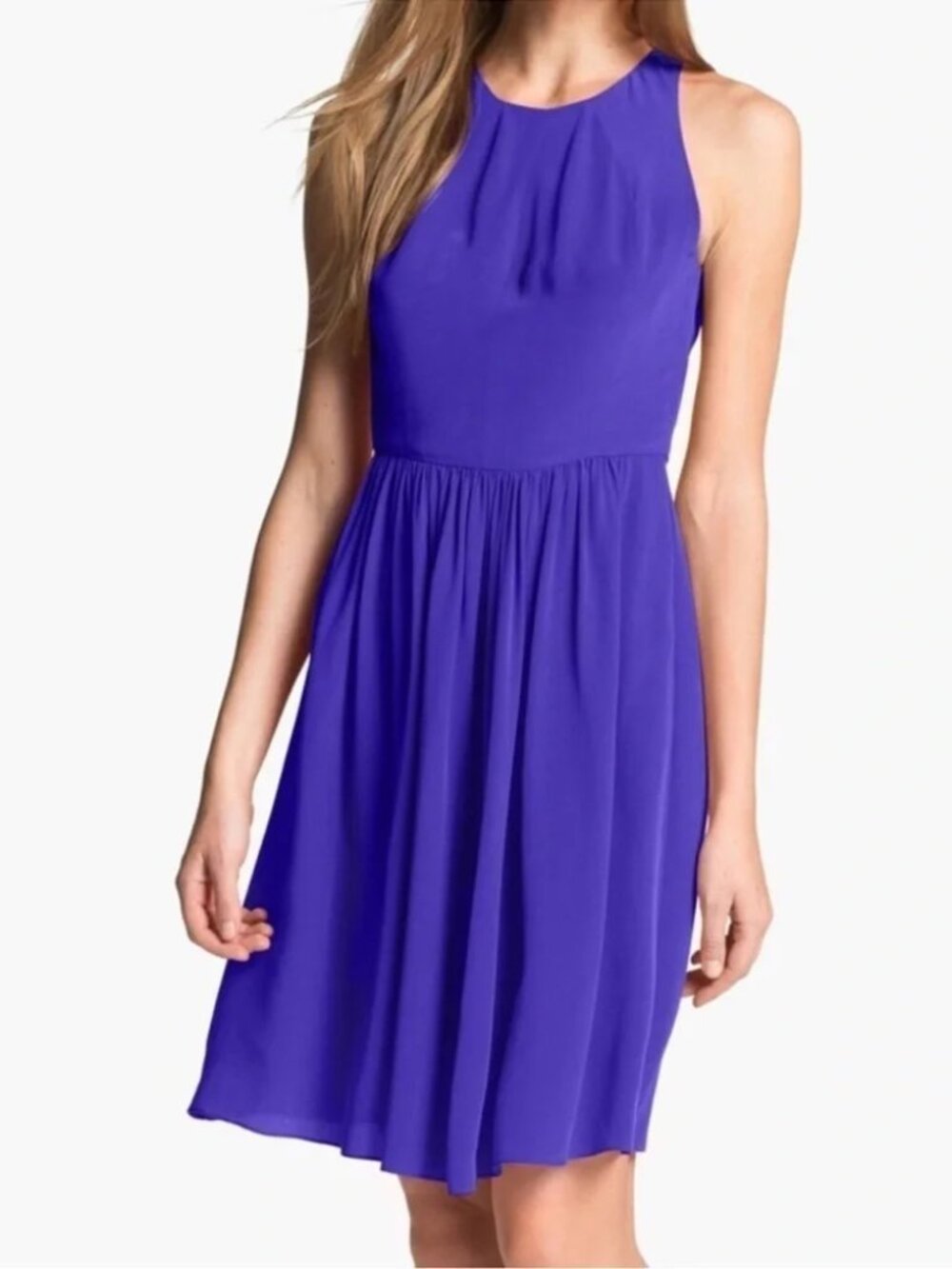 Rebecca Taylor purple Demi Femme open back sleeveless crepe dress